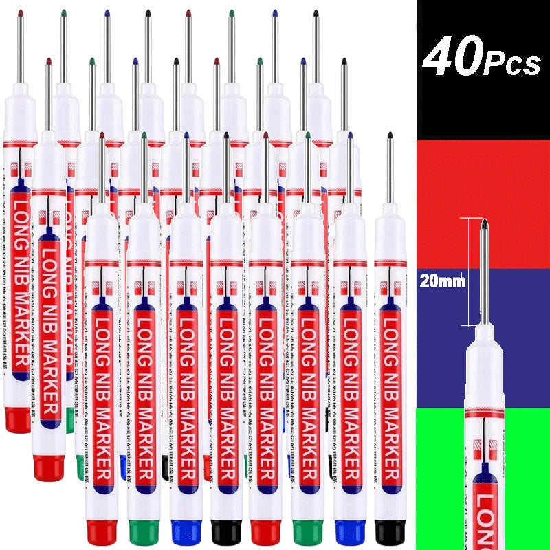4-100Pcs 2cm Waterproof Long Head Markers Deep Hole Marker Pen for Metal Carpenter Red/Black/Blue/Green /White Woodworking Tools